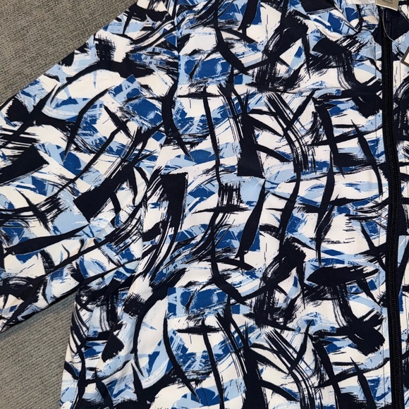 Christopher & Banks Blue Brush Strokes Zip Up Lightweight Jacket Size Large NWT - Picture 4 of 4